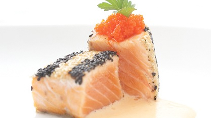 Sesame Salmon and Honey Carrot Sabayon