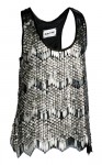 Hand-sewn, hammered-metal sequin sheath tank