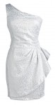 Iridescent white one-shoulder cocktail dress