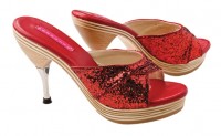 Red glitter sandal heels