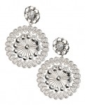 Silver and rhinestone tiered earrings