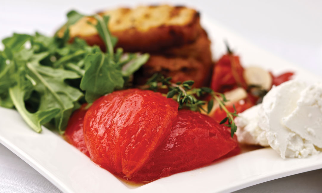 Confit and Marinated Tomatoes with Grilled Bread