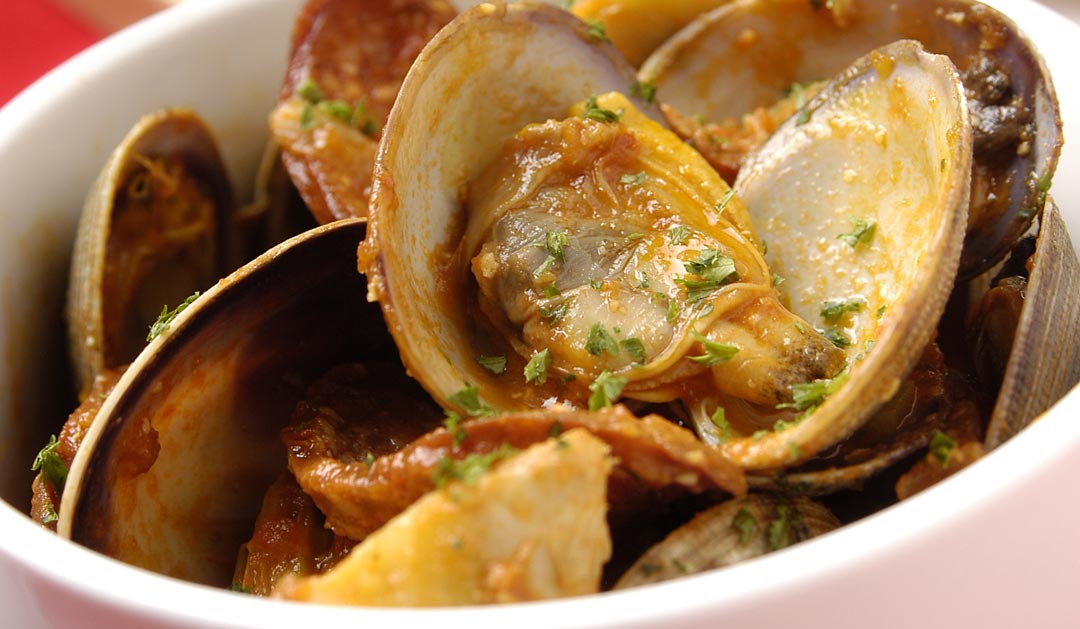 Manila Clams with Grilled Portuguese Water Bread by Chef Shaun Ursell of Bonfire Bistro