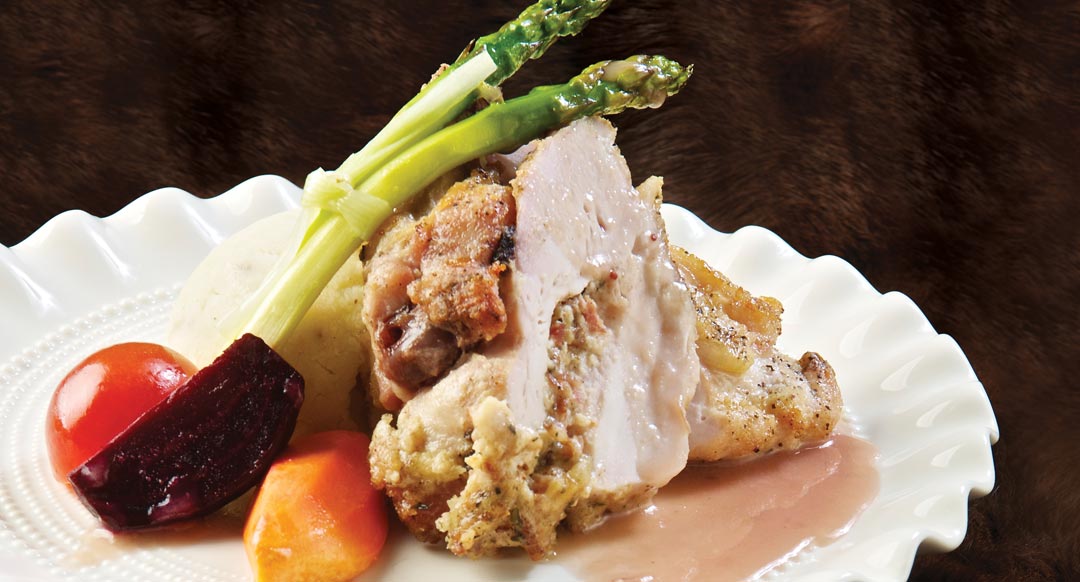Voyageur Stuffed Chicken with Cranberry Maple Sauce by Chef Neil Higginson of Fort Gibraltar