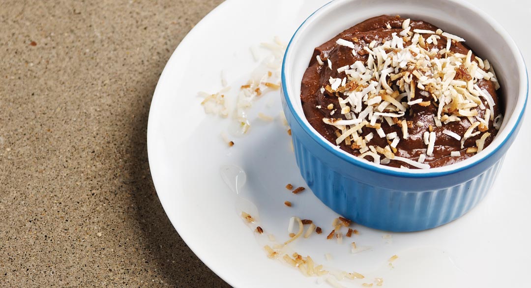 Chocolate Coconut Pudding with Lime Syrup