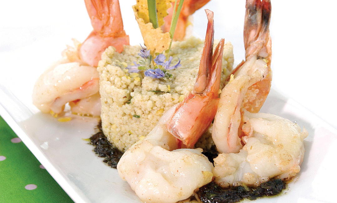 Cocoa Chimichurri Prawns