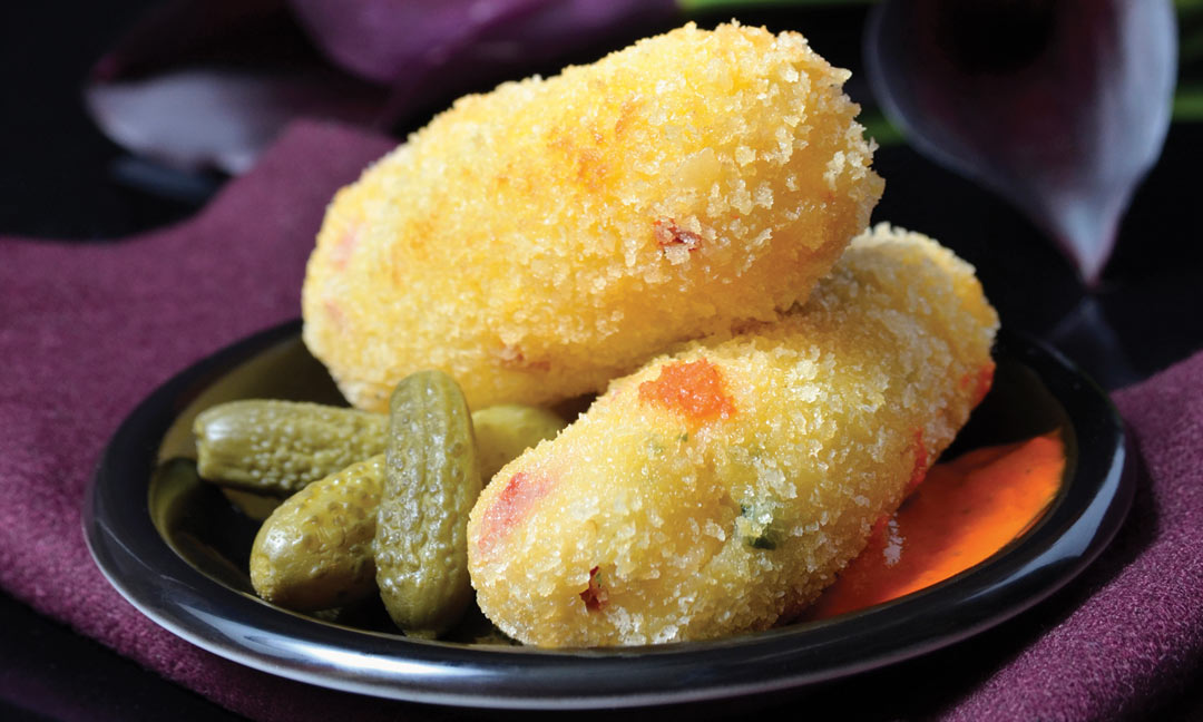 Chèvre and Pequillo Pepper Croquettes by Chef Norman Pastorin of The Grove Pub & Restaurant