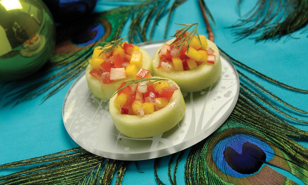 Mango Lobster Relish in Cucumber Cups