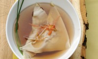 Consommé with Bison Ravioli by Chef Robert Duehmig of The Chocolate Shop