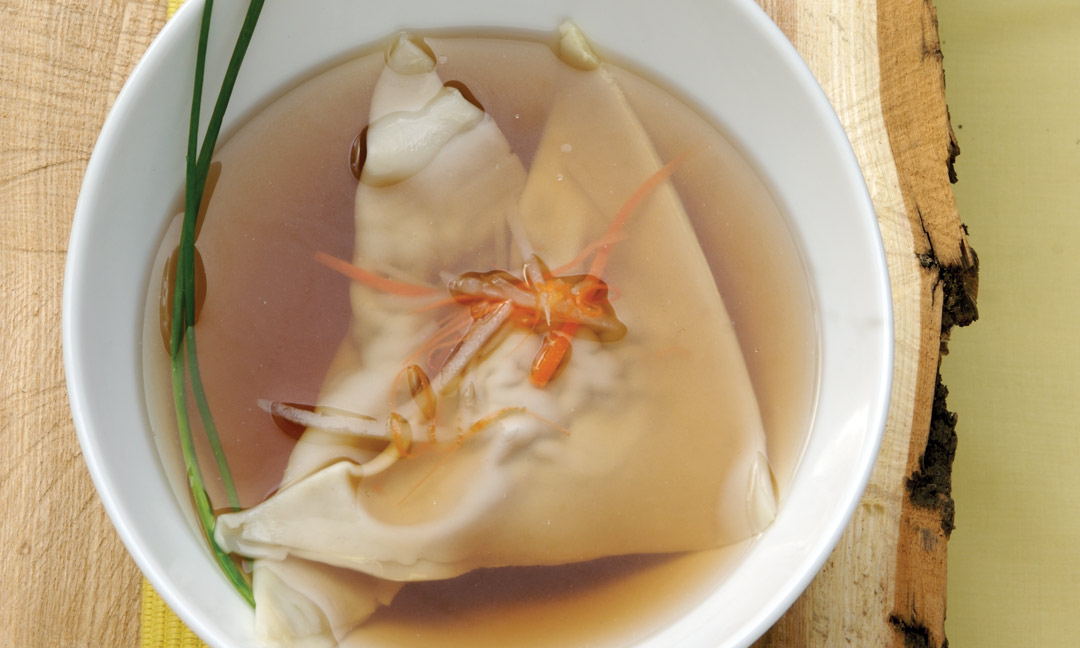 Consommé with Bison Ravioli