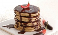 Ginger Pancakes with Chile Chocolate Sauce