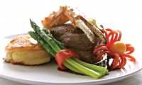 King-Crab ‘Carpetbag’ Steak, Potato Parsnip Pavé by Chef Alan Shepard of Step'N Out
