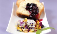 Lemon Verbena Loaf with Candied Pansy Salad