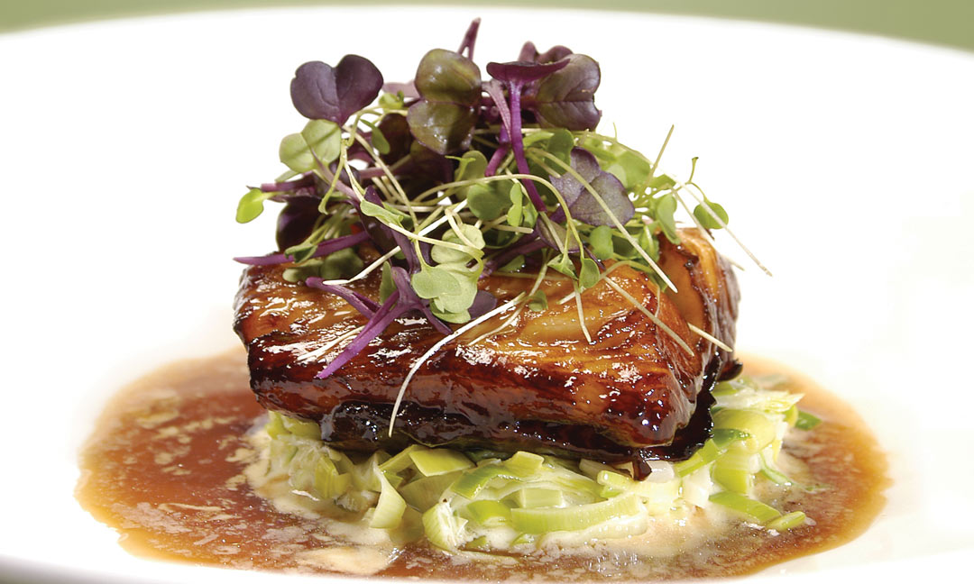 Sable Fish, Creamed Leeks, Mushroom Consommé