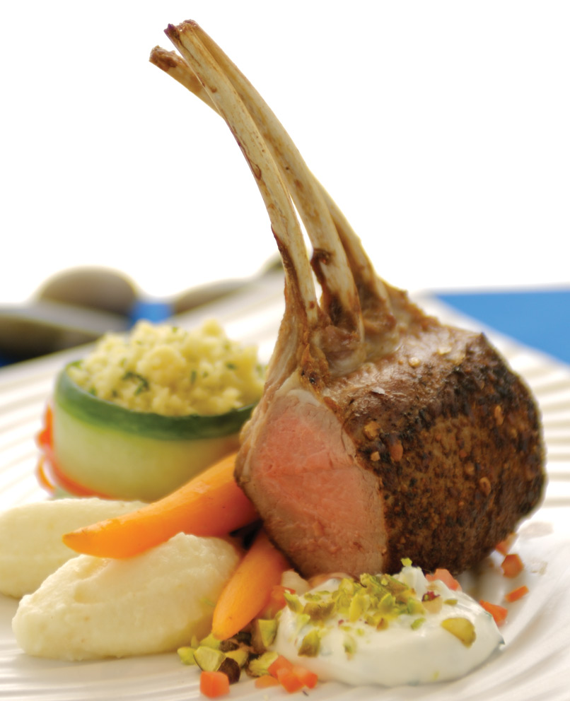 Spiced Lamb with Pistachio Labneh & Celeriac Purée by Chef Barry Saunders, The Current