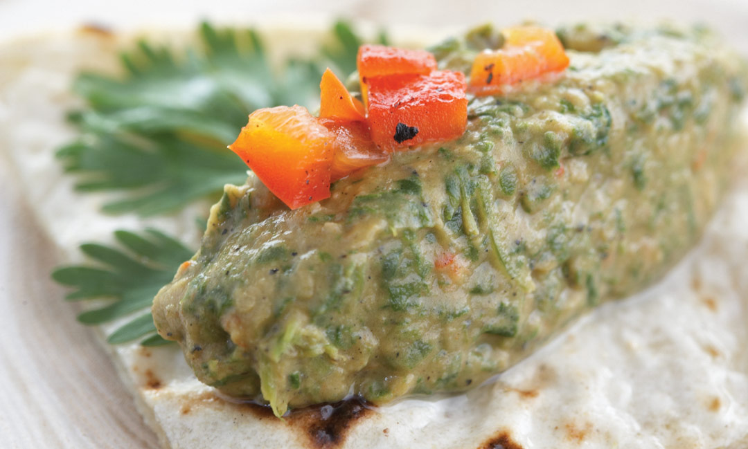 Vegan charred red pepper spinach and cilantro dip by Chef Ray Miller of York The Hotel