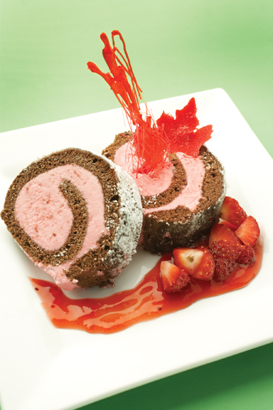 Raspberry Roulade by Chef Helmut Mathae, Pastry instructor at Louis Riel Arts & Technology Centre