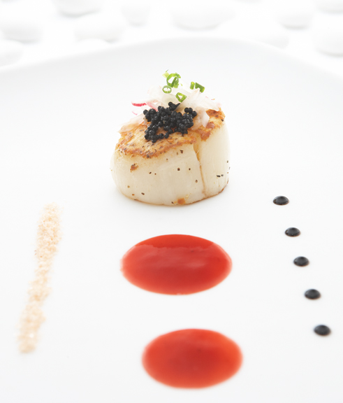 Scallops with Miso Pomegranate Vinaigrette by Chef Michael Schafer of Sydney's At The Forks