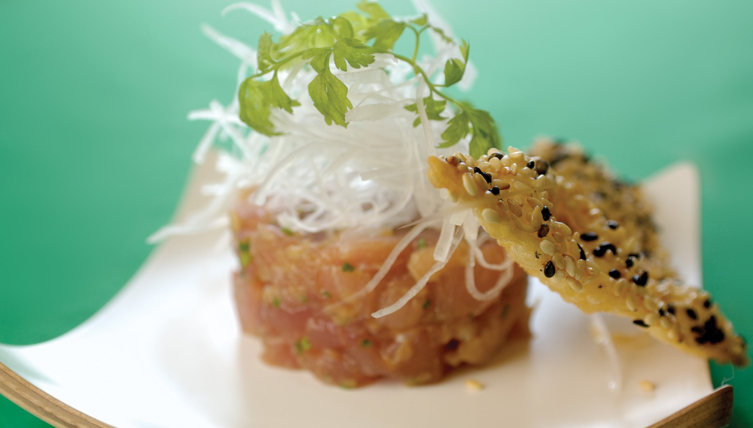 Ahi Tuna Tartare with Sesame Tuile by Chef Makoto Ono of Edohei