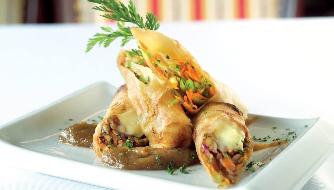 Brie and Walnut Spring Roll with Apple Butter Sauce by Sous Chef Joël Lamoreux of La Vieille Gare