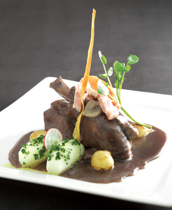 Coq au Vin by Chef Bernard Mirlycourtois of Brasserie Mirlycourtois