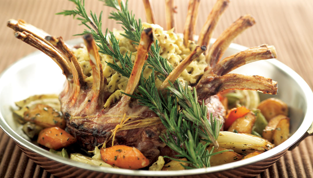 Crown Roast Rack of Lamb with Lemon Pepper Spaetzle by Chef Patrick Shrupka of Amici