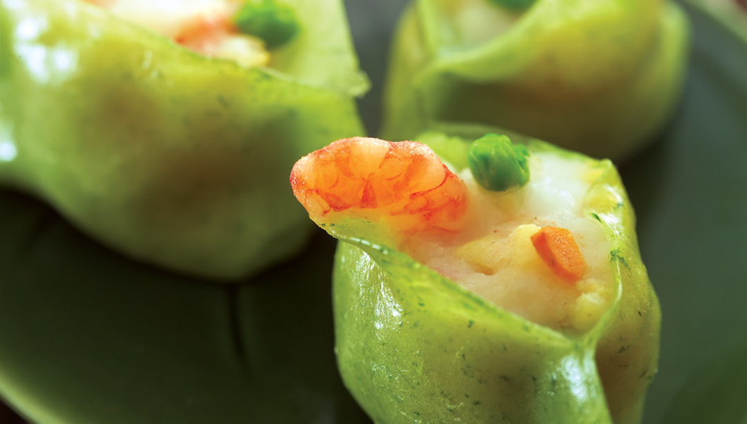 Green Deluxe Shrimp Dumpling by Chef Ming Chen and Chef Geoffrey Young of Kum Koon Garden