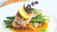 Grilled Salmon with Sweet Mustard Glaze by Chef Joe Dokuchie of Tavern In The Park