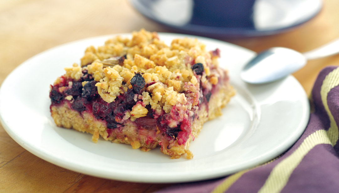 Saskatoon Rhubarb Crisp by Co-owner Tabitha Langel of Tall Grass Prairie Bakery