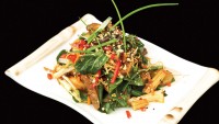 Oriental Noodle Salad with Chinese Greens and Red Rice Vinaigrette by Chef Andy Arjoon of Coyote Cafe