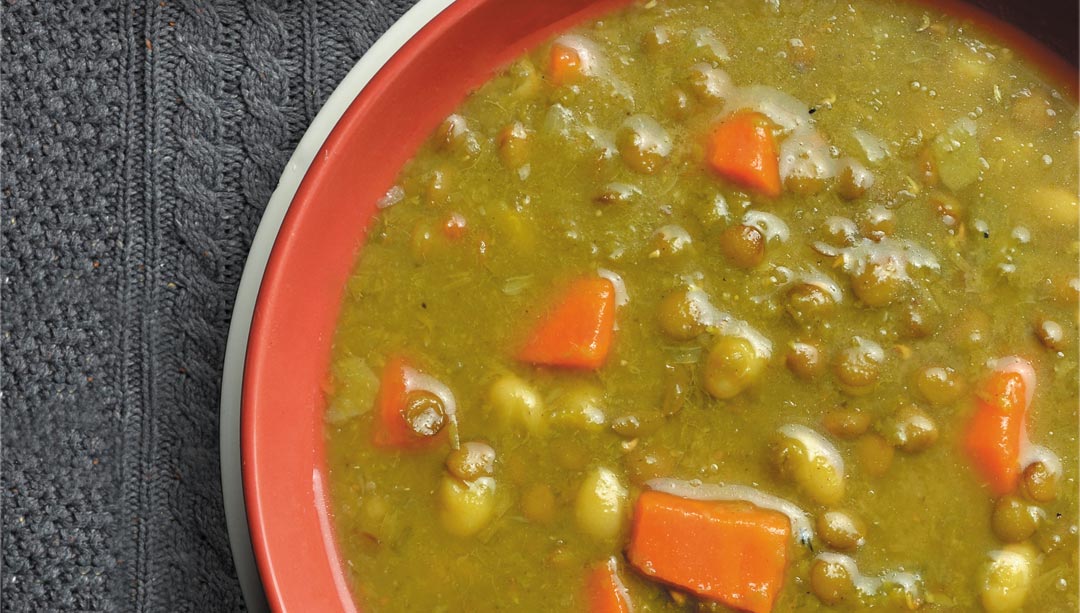 Curried Pea Bean & Lentil Soup