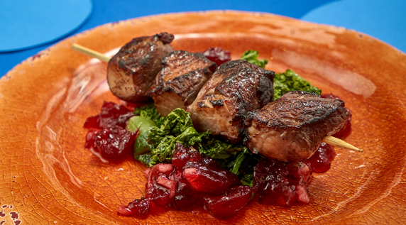 Pomegranate Marinated Lamb Skewers with Cranberry Chutney